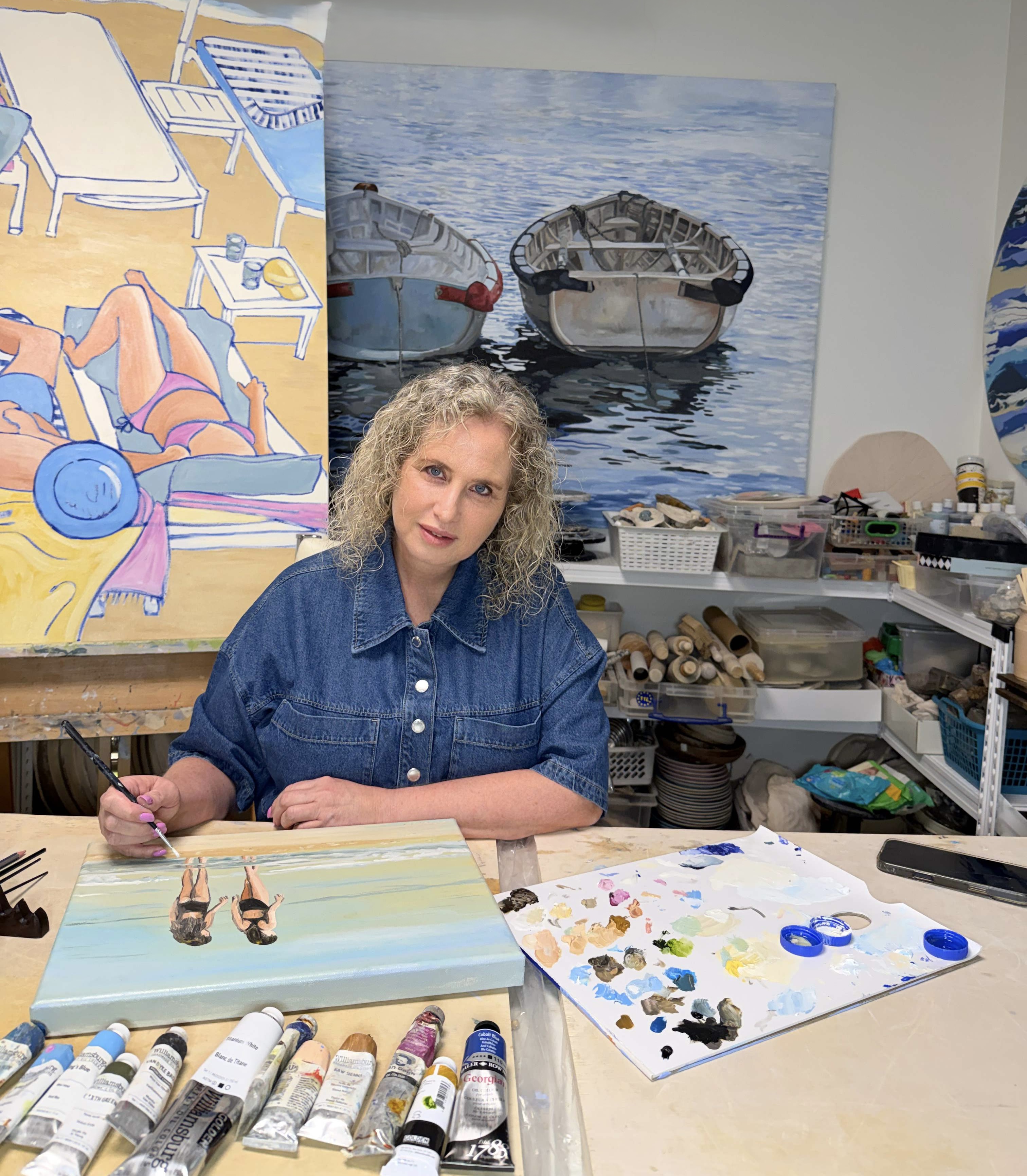 Limor Mazuz painting in her studio